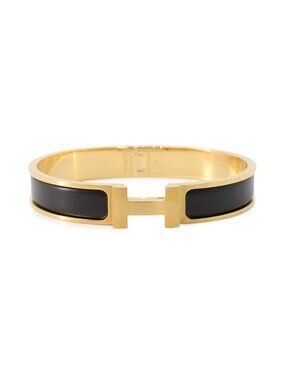 Hermes Bracelet Clic HH Black Gold Bangle